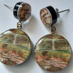 Monet's Garden waterlily earrings